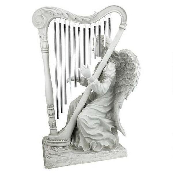 Music from Heaven Angel Statue Yard Art Large Harp Sculpture Chimes